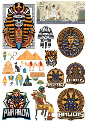 Egyptian Themed Vector Illustrations and Symbols Free Vector
