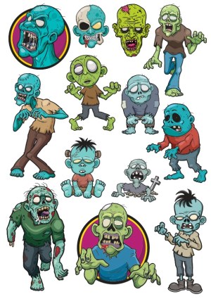 Cartoon Zombie Character Collection Vector Set Free Vector