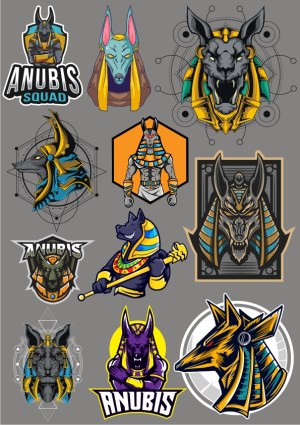 Set of Anubis-Themed Vector Mascots and Logos Free Vector