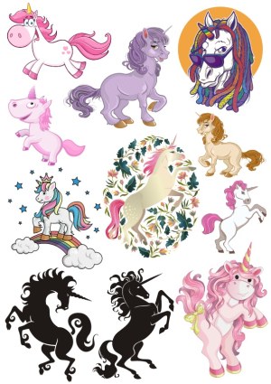 Collection of Cartoon and Silhouette Unicorn Vectors Free Vector