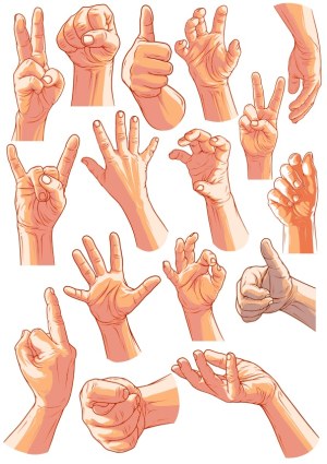 Realistic Vector Illustrations of Various Human Hand Gestures Free Vector