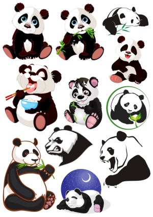 Cute and Expressive Cartoon Panda Characters Set Free Vector