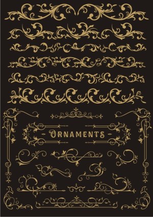 Elegant Vintage Gold Floral Ornaments and Borders Free Vector