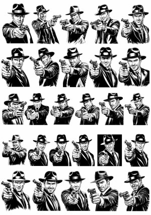 Vintage Noir Gangster Men Pointing Guns Collection Free Vector
