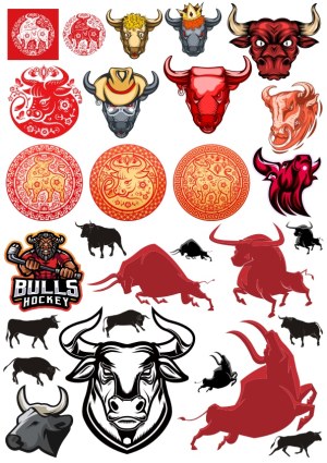 Collection of Bull and Bullhead Vector Illustrations and Logos Free Vector