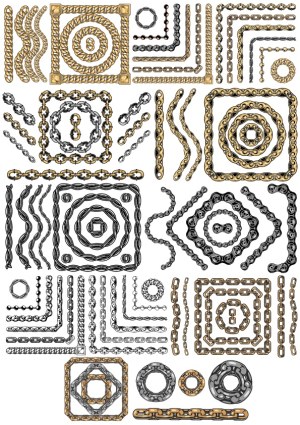 Collection of Decorative Gold and Silver Chain Frames and Borders Free Vector