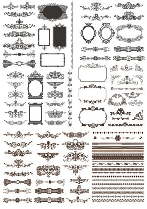 Collection of Vintage Ornate Decorative Borders, Frames, and Flourishes Free Vector