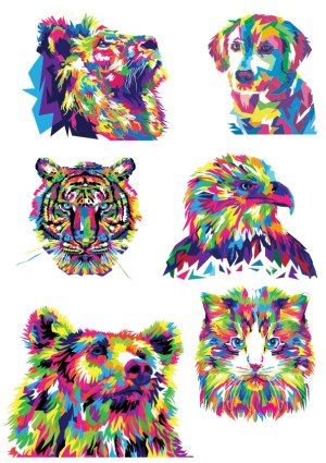 Colorful Geometric Animal Portraits Vector Set Free Vector