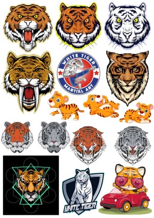 Collection of Tiger Vector Illustrations and Mascots Free Vector