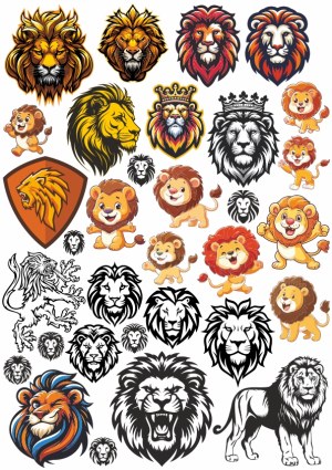 Collection of Lion Logo and Mascot Vector Illustrations Free Vector