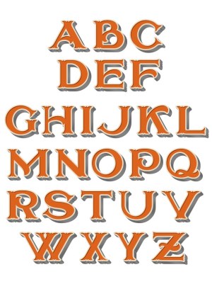Vintage 3D Shadowed Orange Alphabet Letters Free Vector