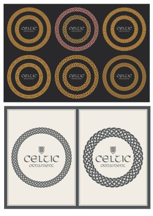 Set of Celtic Ornament Circular Borders and Frames Free Vector