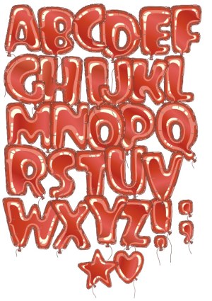 Red Balloon Alphabet Letters and Symbols Vector Free Vector