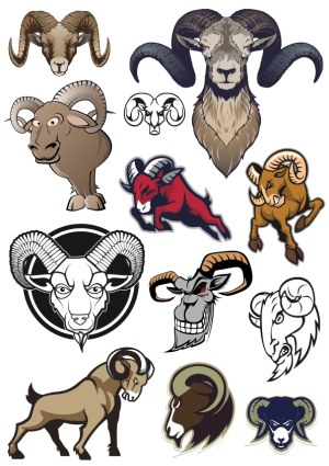 Collection of Ram Head and Full Body Vector Illustrations Free Vector