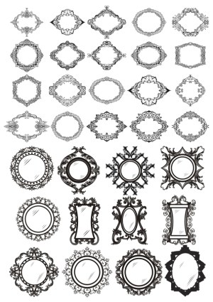 Ornate Vintage Decorative Frames and Mirrors Vector Set Free Vector