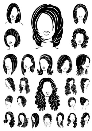 Vector Collection of Women's Hairstyles Silhouettes Free Vector