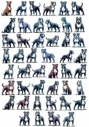 Collection of Bulldog and Pit Bull Dog Vector Illustrations Free Vector