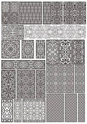 Collection of Decorative Black and White Ornamental Vector Patterns Free Vector