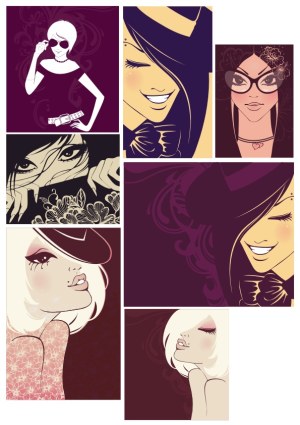 Stylish Female Portraits Vector Set Free Vector