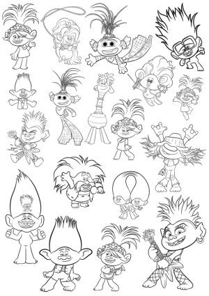 Black and White Cartoon Troll Characters Collection Free Vector