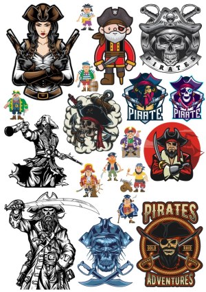 Collection of Pirate Vector Illustrations and Logos Free Vector