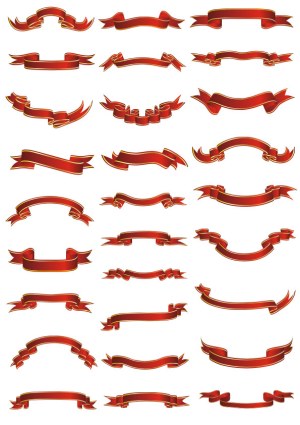 Collection of Red and Gold Decorative Ribbon Banners Free Vector