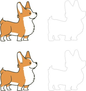 Corgi Dog Matching Silhouette Vector Set Free Vector
