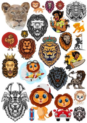 Diverse Lion Vector Illustrations and Mascots Free Vector
