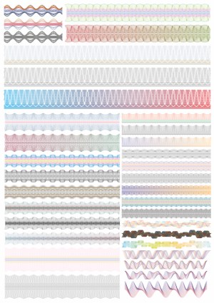 Variety of Colorful Decorative Guilloche Borders and Patterns Free Vector