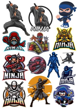 Collection of Colorful Ninja Characters and Logos Free Vector
