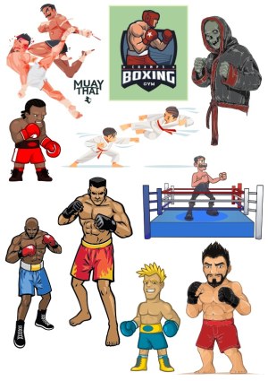 Mixed Martial Arts and Boxing Vector Set Free Vector