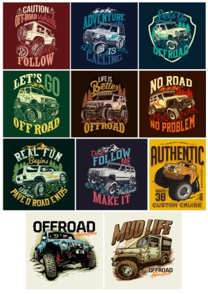 Offroad 4x4 Adventure Vehicle Vector Illustrations Collection Free Vector