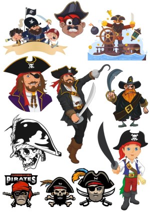 Collection of Pirate Character Illustrations and Icons Free Vector
