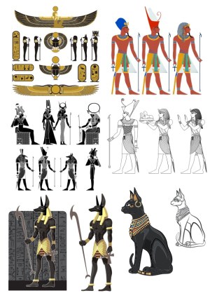 Ancient Egyptian Gods, Symbols, and Art Vector Collection Free Vector