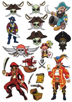 Pirate Characters and Symbols Vector Set Free Vector