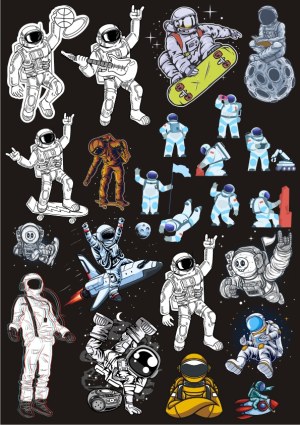 Diverse Astronaut Vector Set with Space Activities and Poses Free Vector