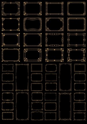 Set of Decorative Art Deco Golden Frames Free Vector