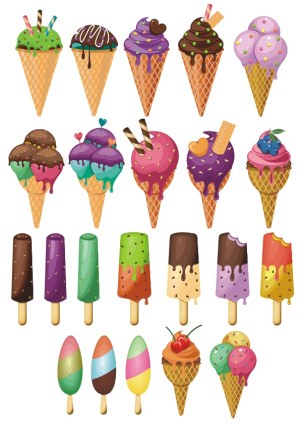 Colorful Ice Cream Cones and Popsicles Vector Set Free Vector