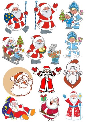 Christmas Santa Claus and Winter Characters Vector Set Free Vector