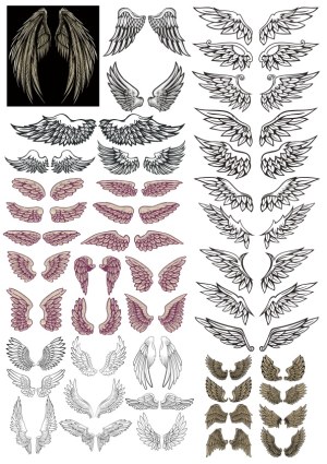 Collection of Various Stylized Vector Angel Wings Free Vector