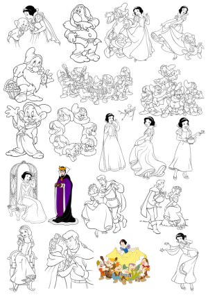 Snow White and the Seven Dwarfs Vector Clipart Collection Free Vector