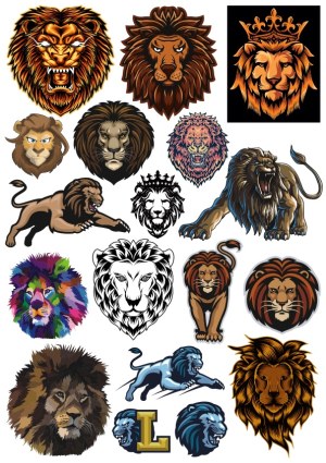 Collection of Artistic Lion Vector Illustrations and Logos Free Vector
