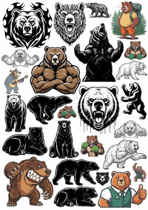 Collection of Bear Illustrations and Mascots Free Vector