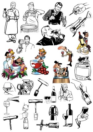 Wine Tasting and Vineyard Vector Illustrations Free Vector