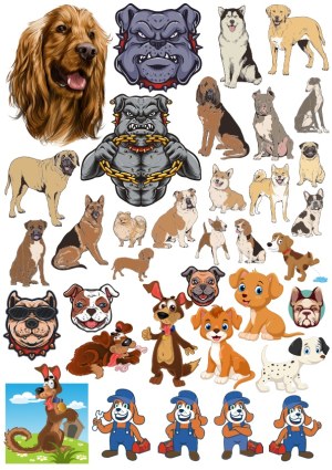 Collection of Various Dog Illustrations and Cartoon Dog Characters Free Vector