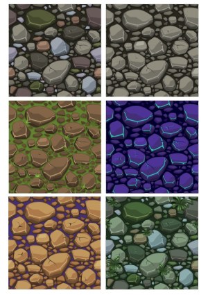 Seamless Cartoon Stone and Rock Tile Backgrounds Set Free Vector