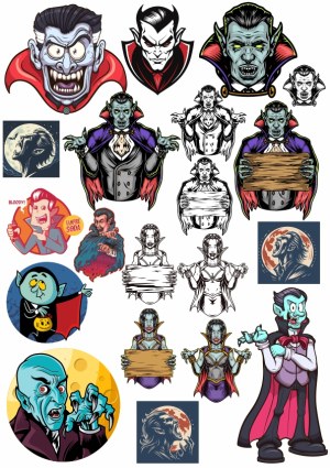 Collection of Vampire and Dracula Vector Illustrations Free Vector