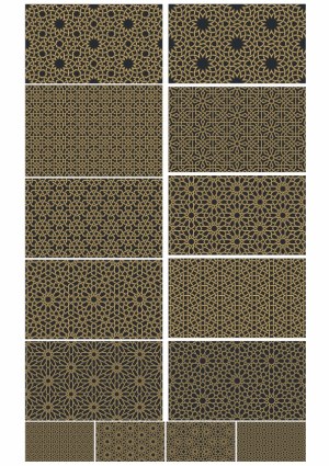 Set of Islamic Geometric Patterns in Gold and Black Free Vector