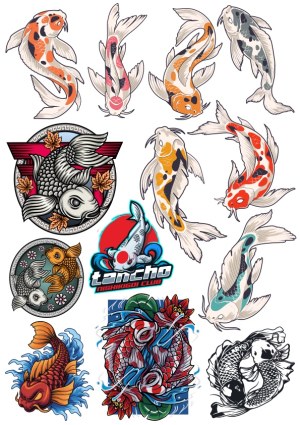 Colorful Koi Fish Vector Illustrations and Logos Free Vector