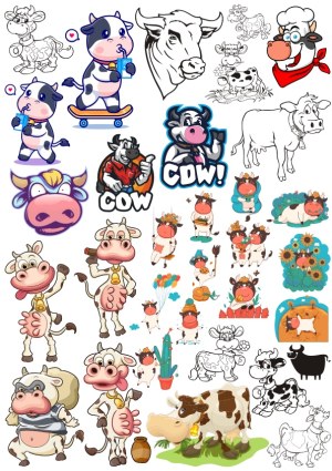 Cartoon and Sketch Cow Vector Collection Free Vector